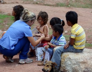 Medical Mission share the Wordless Book Story with children in Peru